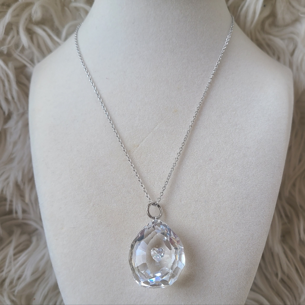 Swarovski Heart Crystal Pendant Necklace- Repaired-Great Condition